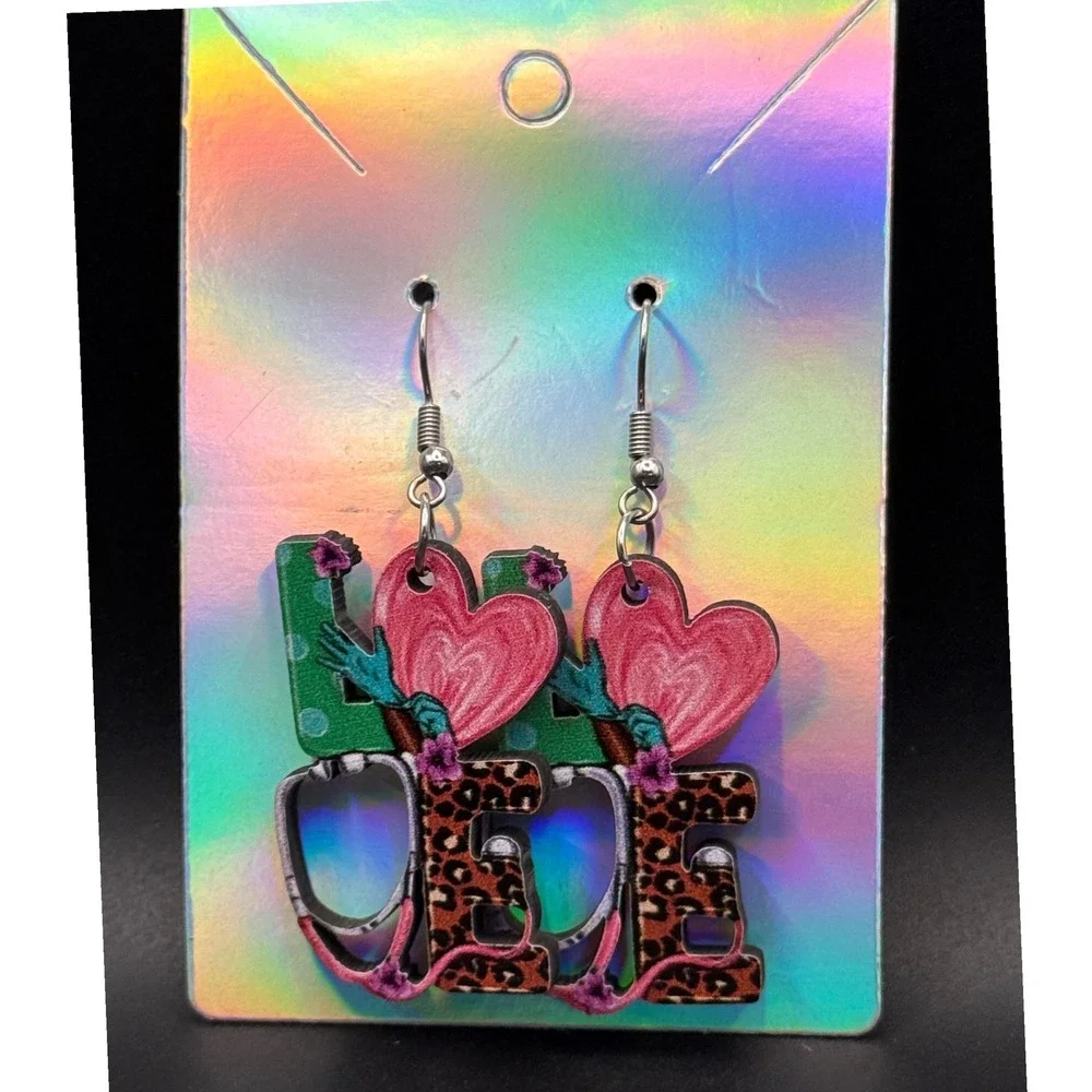 LOVE Nurse Doctor Medical Stethoscope Heart‎ Earrings Gifts